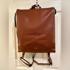 Brown leather Fossil backpack